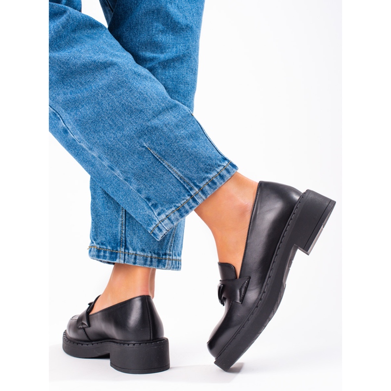 W. Potocki Černé dámské mokasíny na platformě černá 2