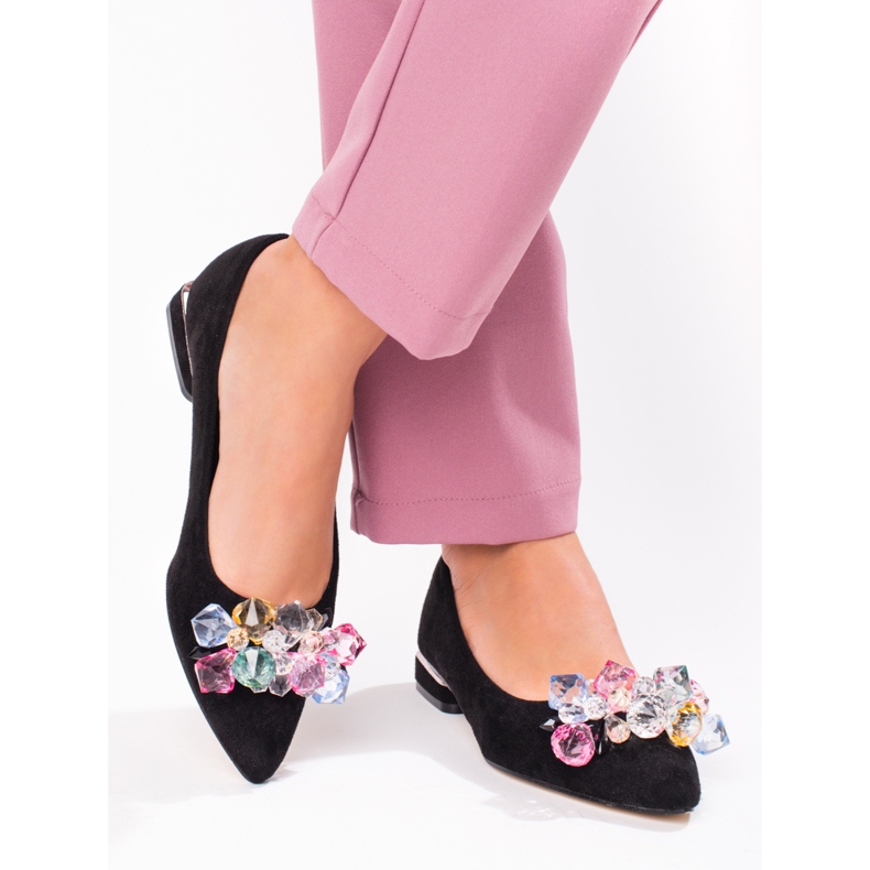 Dámské lodičky Shelovet na nízkém podpatku z černého semiše černá 1