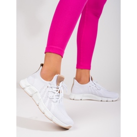 Bílé tenisky Shelovet s béžovou vsadkou bílý 1