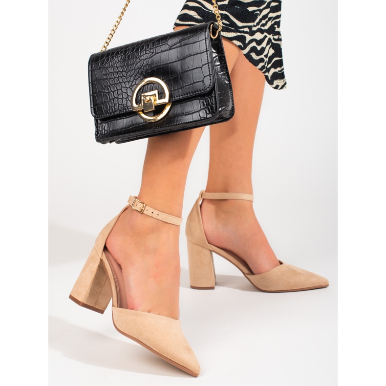 Dámské semišové béžové lodičky Shelovet béžový 1