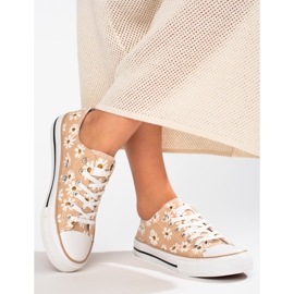 Dámské béžové květované tenisky Shelovet béžový 2