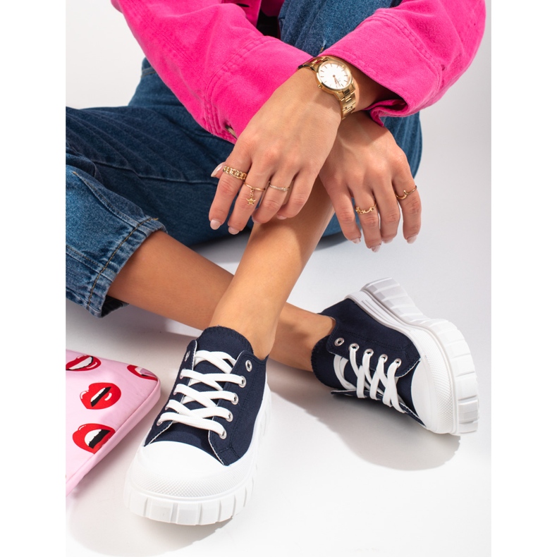 Dámské tmavě modré tenisky Shelovet na platformě námořnická modrá 1