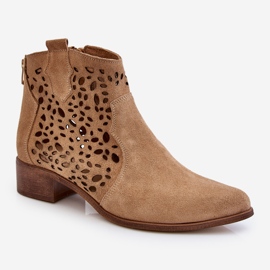 Lewski Shoes Dámské prolamované boty Lewski Boty 2909 Tmavě béžová hnědý 1