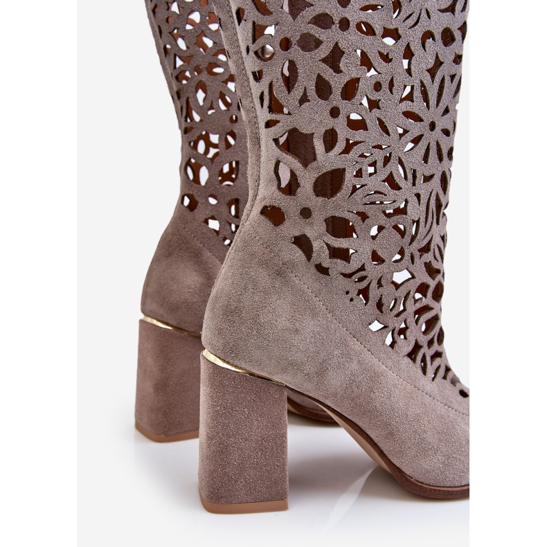 Lewski Shoes Semišové prolamované boty Leski Boty 3234 Cappuccino vícebarevný 1