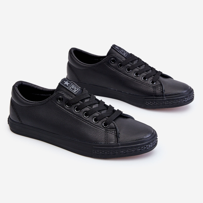 News Dámské kožené šněrovací klasické tenisky černá Misima 1