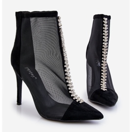 Módní dámské boty na vysokém podpatku se síťovinou v černé barvě Rummi černá 1