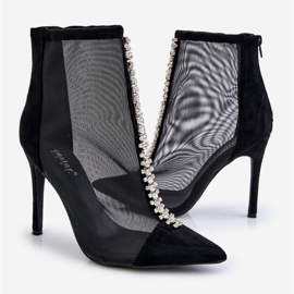 Módní dámské boty na vysokém podpatku se síťovinou v černé barvě Rummi černá 2