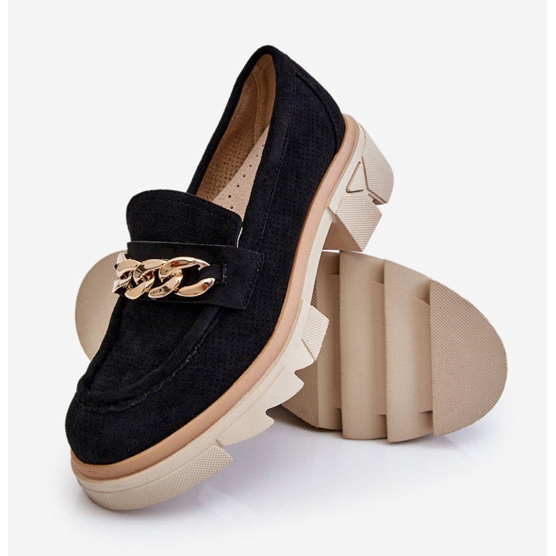 PM1 Dámské mokasíny Mokasíny s řetízkem Černá Luella 1