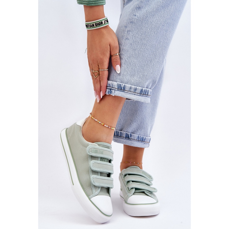 Klasické látkové tenisky na suchý zip Big Star LL274A202 Zelené zelená 1