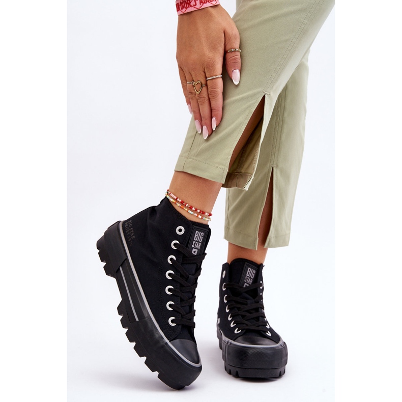 Vysoké textilní tenisky na platformě Big Star LL274155 černé černá 2