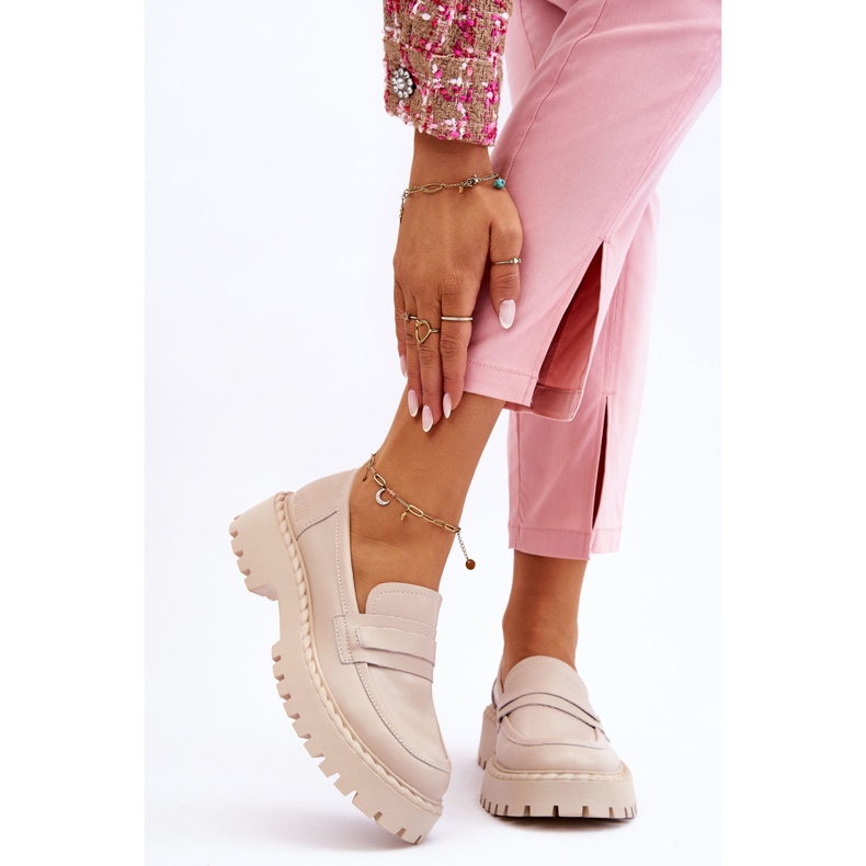 Dámské mokasíny Kožené boty Big Star LL274457 Béžová béžový 1 Dámské mokasíny Kožené boty Big Star LL274457 Béžová béžový 1