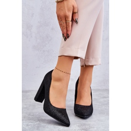 Lesklé lodičky Na černém Podpatku černá 1