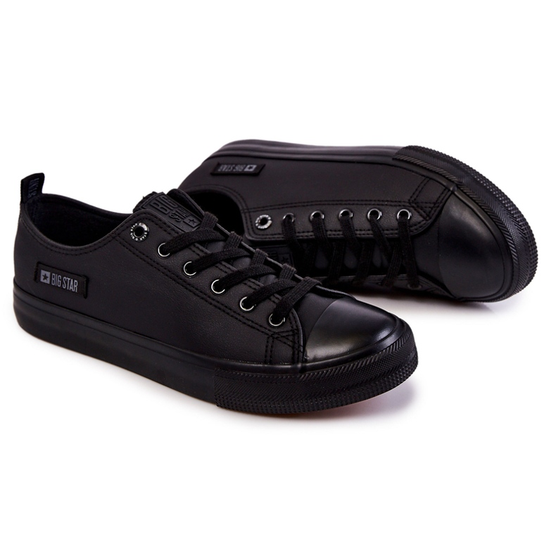Pánské nízké kožené tenisky Big Star KK174009 Black černý 2
