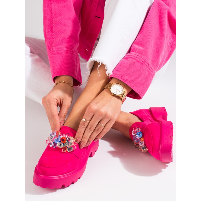 Vinceza růžové dámské boty s krystaly růžový 1