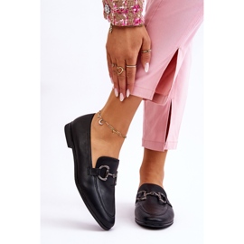 PG1 Klasické dámské mokasíny s černým zdobením Jamie černá 1