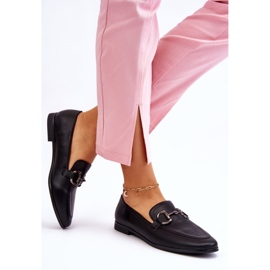 PG1 Klasické dámské mokasíny s černým zdobením Jamie černá 2