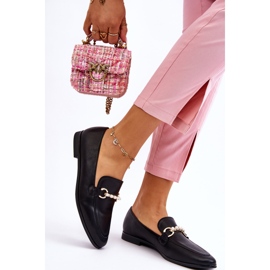 PG1 Dámské kožené mokasíny s ozdobnými perlami Černý Ishan černá 2