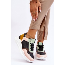 PG1 Dámské kožené tenisky na platformě černá a zelená Chaya černý 1