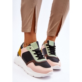 PG1 Dámské kožené tenisky na platformě černá a zelená Chaya černý 2