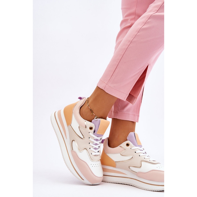 PG1 Módní sportovní obuv Roen bílé a béžové kůže bílý 2