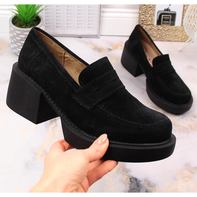 Dámské kožené semišové mokasíny Filippo DP4685/23 černá 1