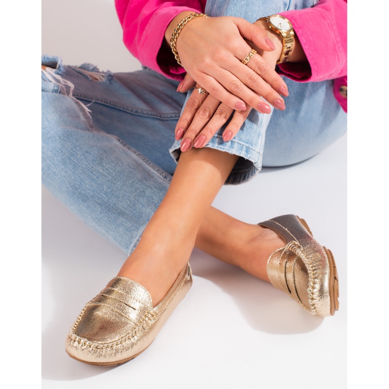 Goodin Pohodlné dámské zlaté mokasíny Shelovet zlatý 1