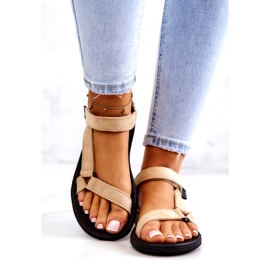 Dámské semišové sportovní sandály béžové béžový 3