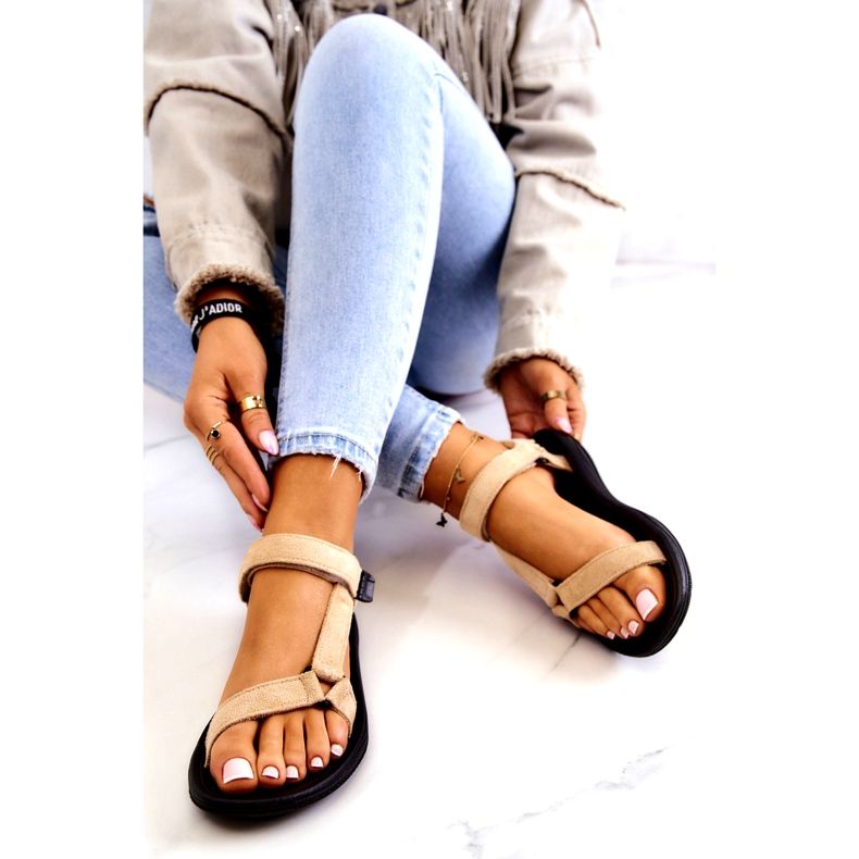 Dámské semišové sportovní sandály béžové béžový 4