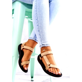 Dámské semišové sportovní sandály béžové béžový 5