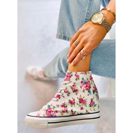 BM Květinové vysoké tenisky na klínku Paradis White bílý 2