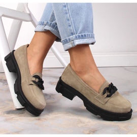 Kožené semišové boty s řetízkem béžové Filippo DP3221/23 béžový 1