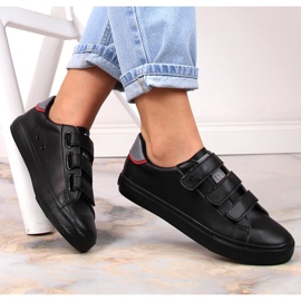 Big Star LL274A208 černé ekologické kožené tenisky se suchým zipem černá 1