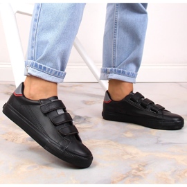 Big Star LL274A208 černé ekologické kožené tenisky se suchým zipem černá 2