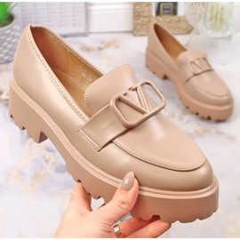 Dámské boty na vysokém podpatku a béžové platformě Vinceza 16380 béžový 1