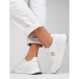 Dámské bílé kožené tenisky Vinceza bílý 2