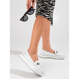 Klasické dámské kožené mokasíny Vinceza bílé bílý 1