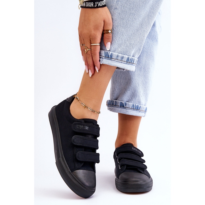 Klasické textilní tenisky se suchým zipem Big Star LL274A204 Black černý 1
