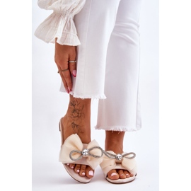 PS1 Dámské pantofle s mašlí a kamínky Béžová Jolene béžový 1 PS1 Dámské pantofle s mašlí a kamínky Béžová Jolene béžový 1