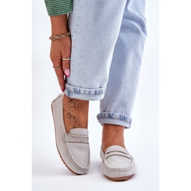 FC3 Dámské klasické semišové mokasíny Šedá Ivana 1