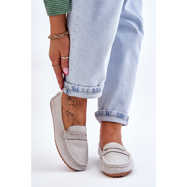 FC3 Dámské klasické semišové mokasíny Šedá Ivana 1