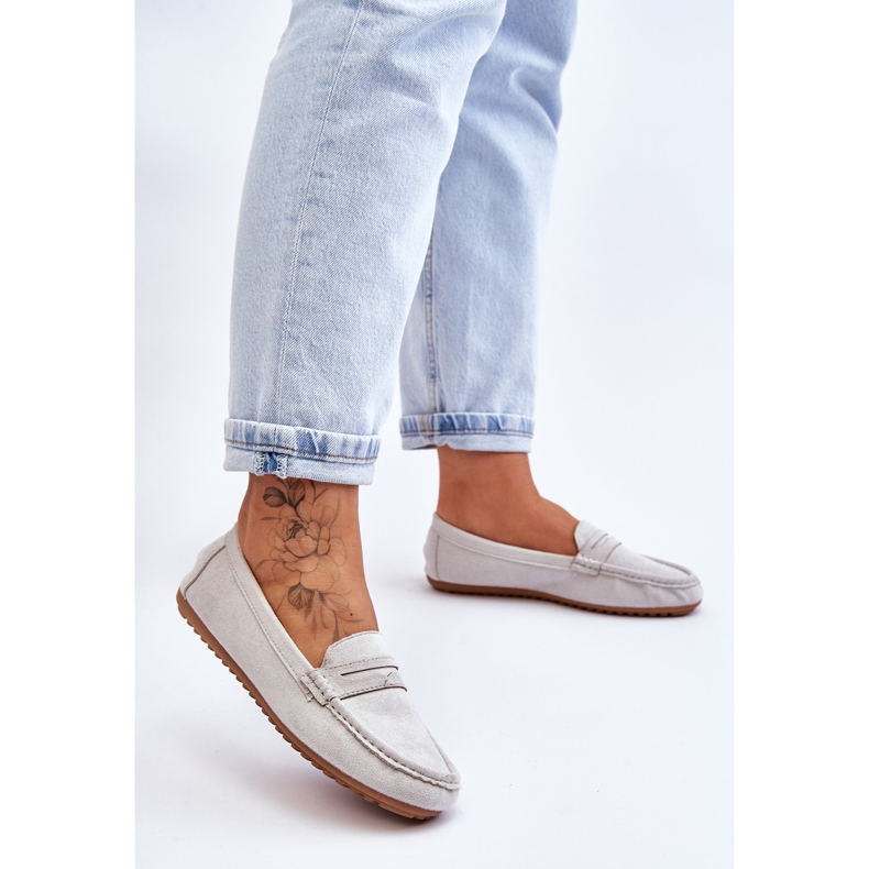 FC3 Dámské klasické semišové mokasíny Šedá Ivana 2