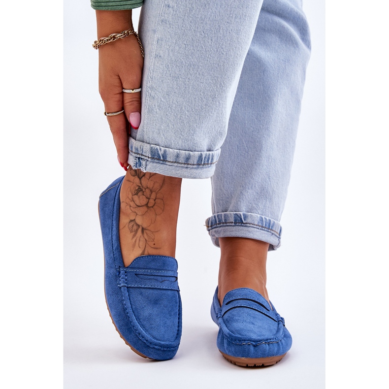 FC3 Dámské klasické semišové mokasíny Modrá Ivana modrý 1