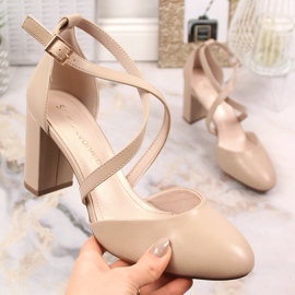 Dámské kávové sandály na vysokém podpatku Sergio Leone SK863 béžový 1