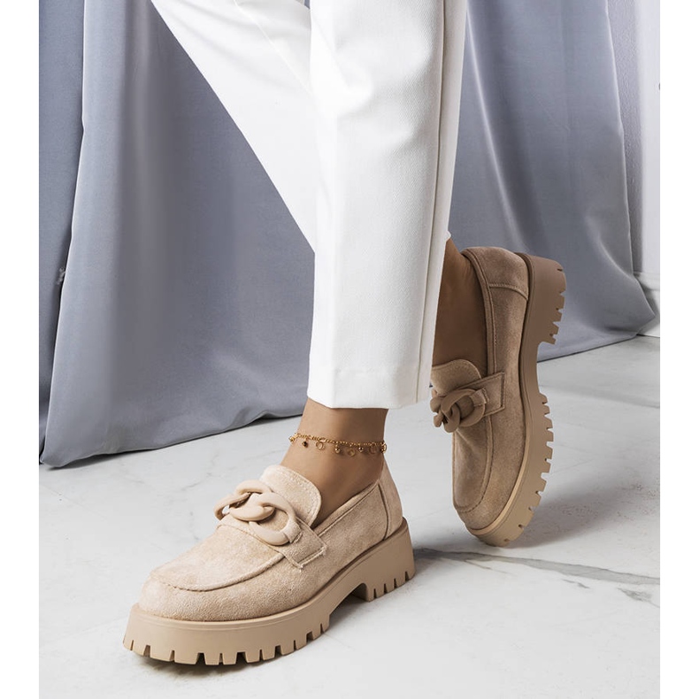 PA1 Béžové lordy zdobené řetízkem Arpin béžový 1