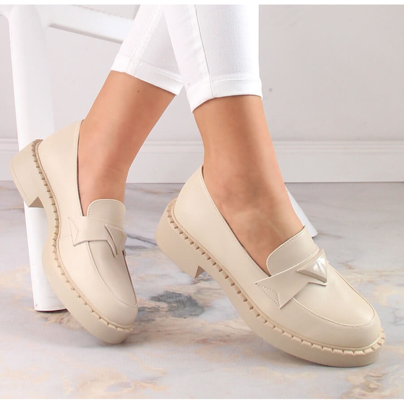 Mokasíny Potocki SZ12002 s vysokými podpatky a platformou béžový 1