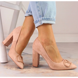 Vinceza 2246 béžové semišové lodičky na podpatku béžový 1