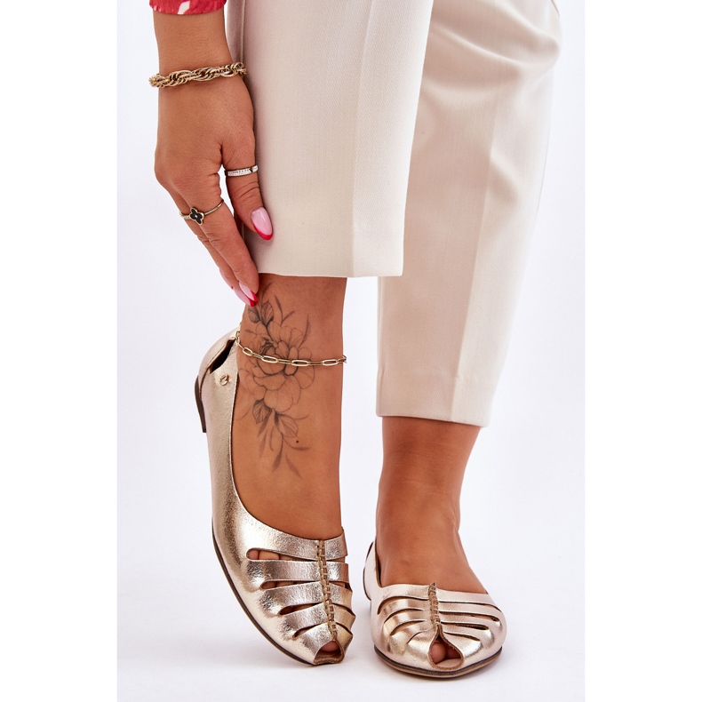 Lemar Pohodlné kožené dámské baleríny Golden Luka zlatý 1 Lemar Pohodlné kožené dámské baleríny Golden Luka zlatý 1