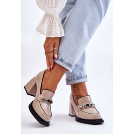 S.Barski Pohodlné lodičky na masivních podpatcích Béžová Julien béžový 2