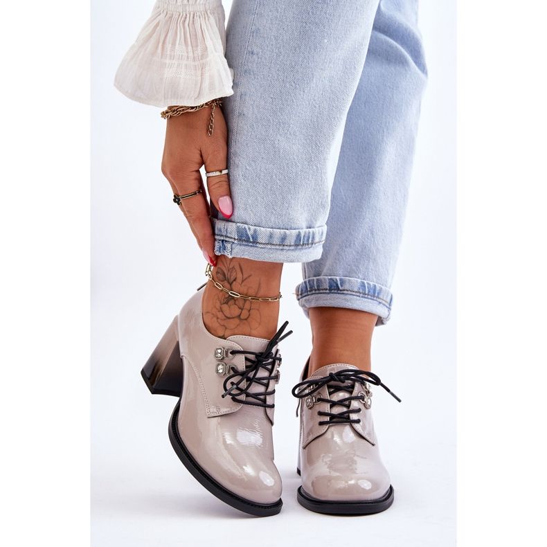 S.Barski Módní vysoké podpatky světle šedé Darren šedá 1