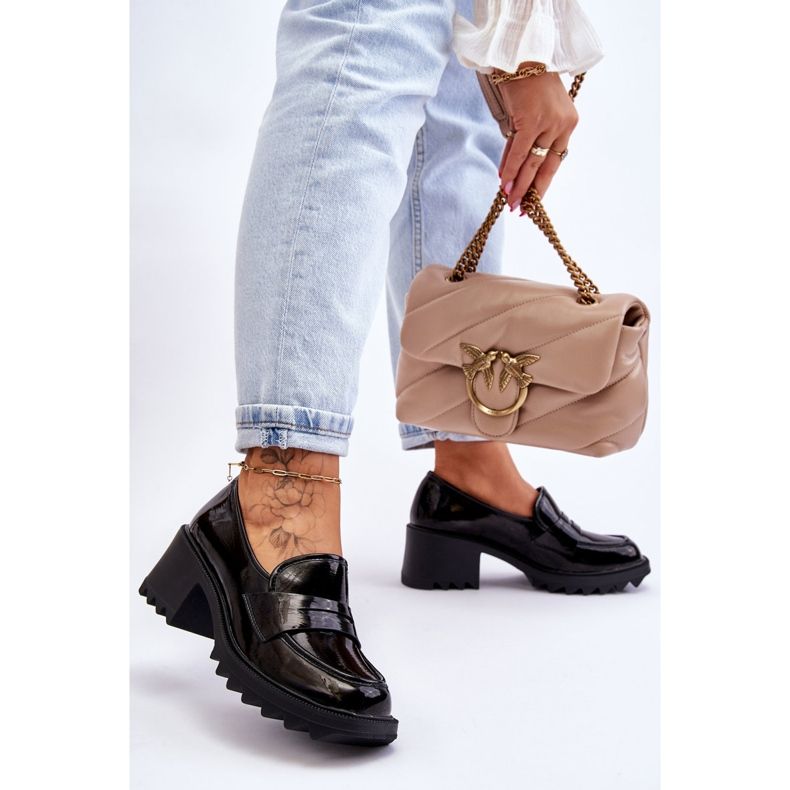 S.Barski Mokasínové lodičky Black Jay Patent Heels černá 2